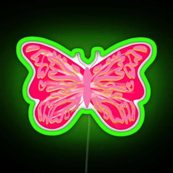 Preppy Hot Pink Butterfly RGB Neon Sign