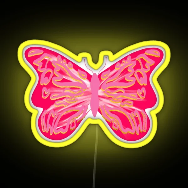 Preppy Hot Pink Butterfly RGB Neon Sign