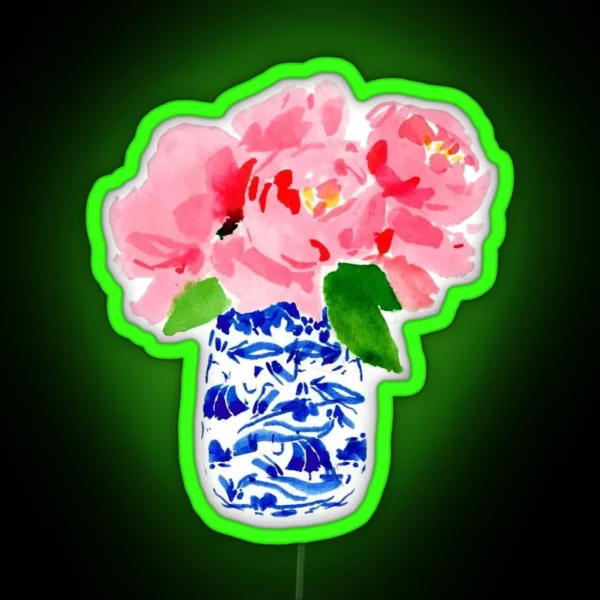 Preppy Hydrangeas In Ginger Jar RGB Neon Sign