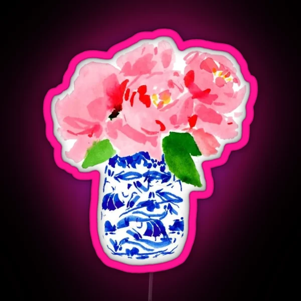 Preppy Hydrangeas In Ginger Jar RGB Neon Sign