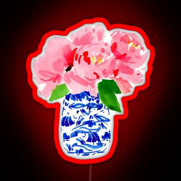 Preppy Hydrangeas In Ginger Jar RGB Neon Sign