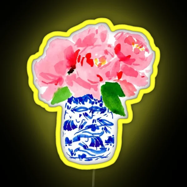 Preppy Hydrangeas In Ginger Jar RGB Neon Sign
