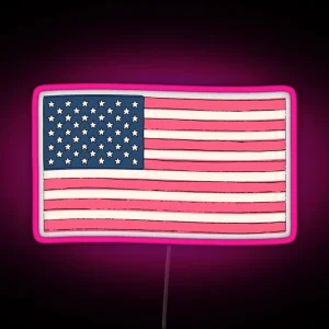 Preppy Pink American Flag RGB Neon Sign