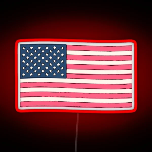 Preppy Pink American Flag RGB Neon Sign