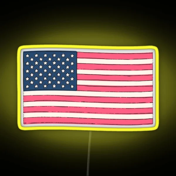 Preppy Pink American Flag RGB Neon Sign