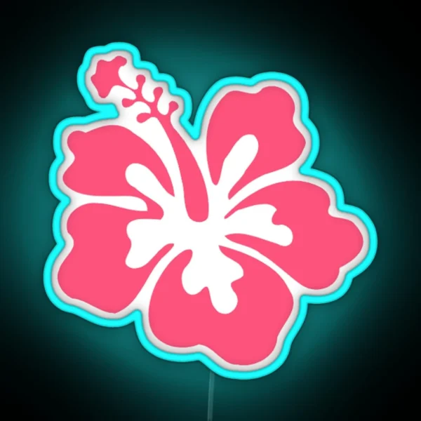 Preppy Pink Hibiscus Coconut Girl Aesthetic X RGB Neon Sign