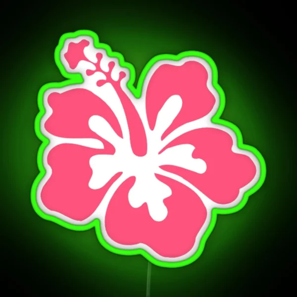 Preppy Pink Hibiscus Coconut Girl Aesthetic X RGB Neon Sign