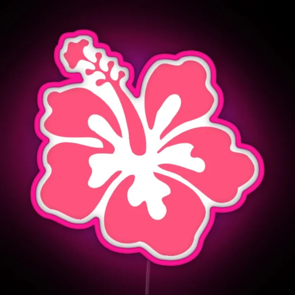 Preppy Pink Hibiscus Coconut Girl Aesthetic X RGB Neon Sign