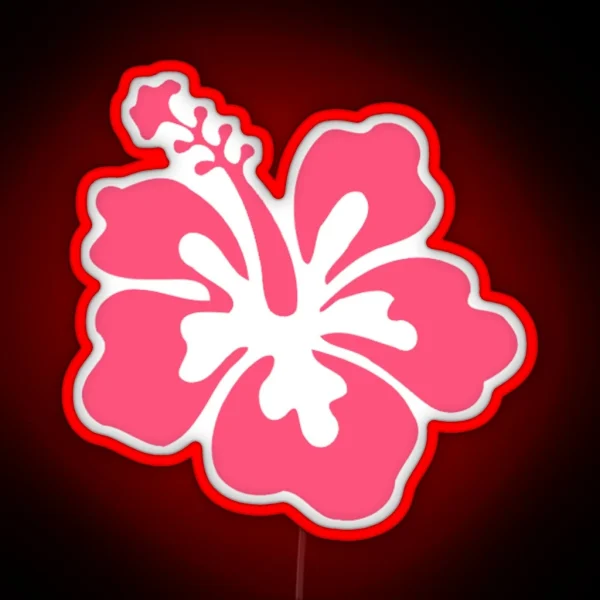 Preppy Pink Hibiscus Coconut Girl Aesthetic X RGB Neon Sign