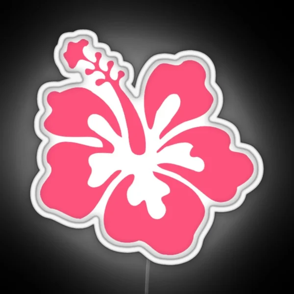 Preppy Pink Hibiscus Coconut Girl Aesthetic X RGB Neon Sign