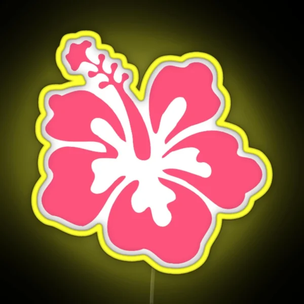 Preppy Pink Hibiscus Coconut Girl Aesthetic X RGB Neon Sign