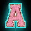 Preppy pink varsity letter A with vibrant RGB neon lighting