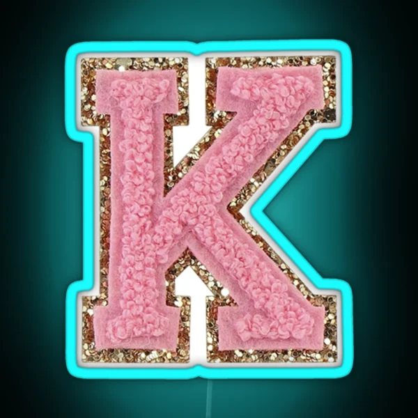 Preppy Pink Varsity Letter K RGB Neon Sign