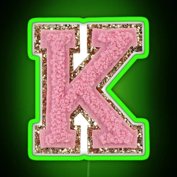 Preppy Pink Varsity Letter K RGB Neon Sign