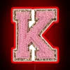 Neon Pink Varsity Letter K Sign for Preppy Decorations and Style