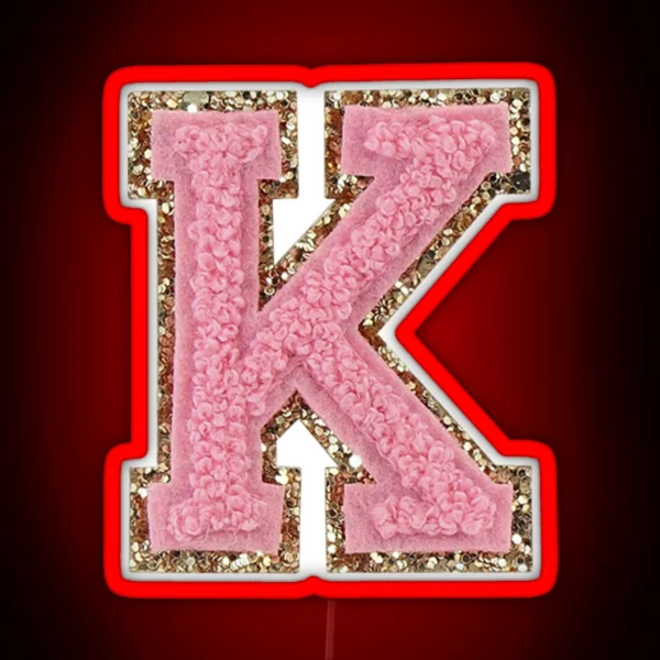Preppy Pink Varsity Letter K RGB Neon Sign