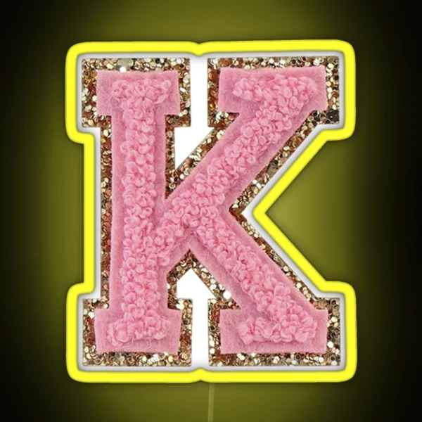 Preppy Pink Varsity Letter K RGB Neon Sign
