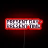 Neon glow accents modern design with present day serial experiment aesthetic