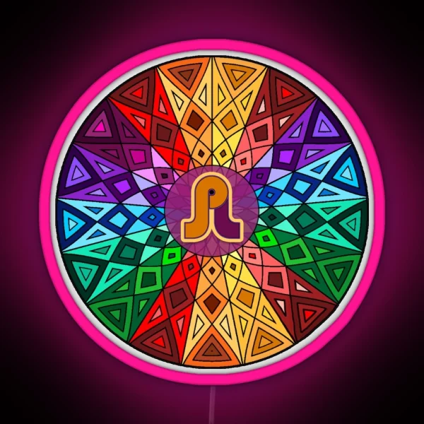 Pretty Lights Rainbow Geometric Mandala Psychedelic Funkadelic Trippy Festival Hallucinogen RGB Neon Sign