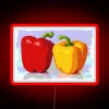 RGB Neon Sign Featuring Two Red Peppers in Artistic Style