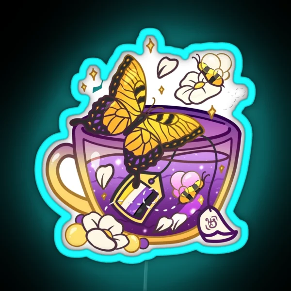Pride Flag Teacup Butterfly Non Binary RGB Neon Sign