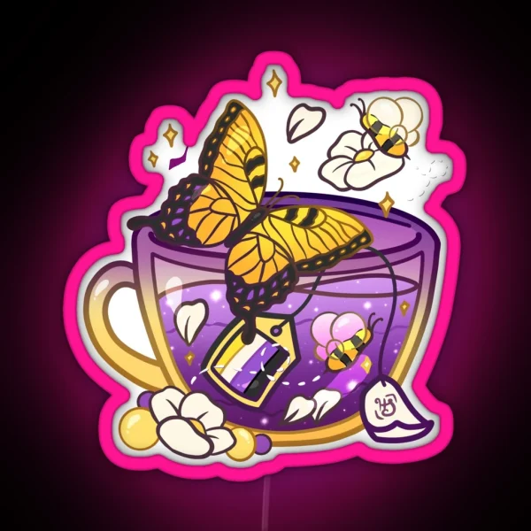 Pride Flag Teacup Butterfly Non Binary RGB Neon Sign