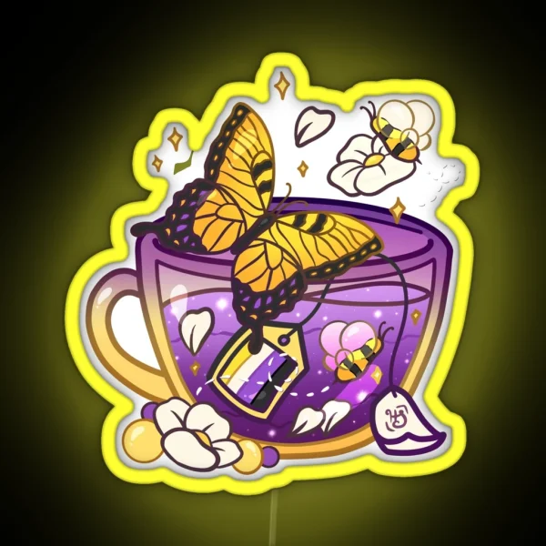 Pride Flag Teacup Butterfly Non Binary RGB Neon Sign