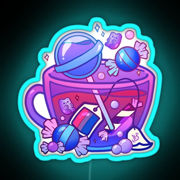 Pride Flag Teacup Candy Bisexual RGB Neon Sign