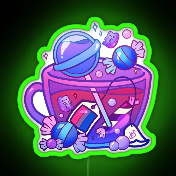 Pride Flag Teacup Candy Bisexual RGB Neon Sign