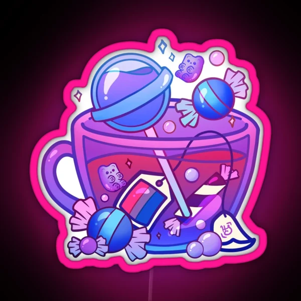 Pride Flag Teacup Candy Bisexual RGB Neon Sign