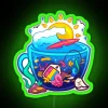 Vibrant rainbow pride pansexual coral reef teacup neon wall decoration.