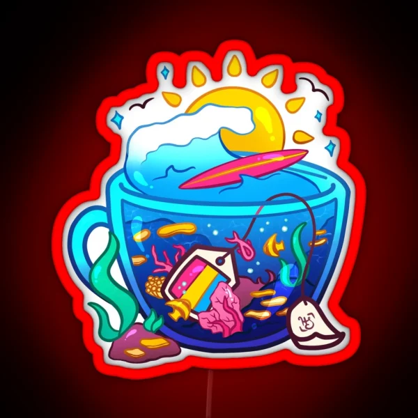Pride Flag Teacup Coral Reef Pansexual RGB Neon Sign