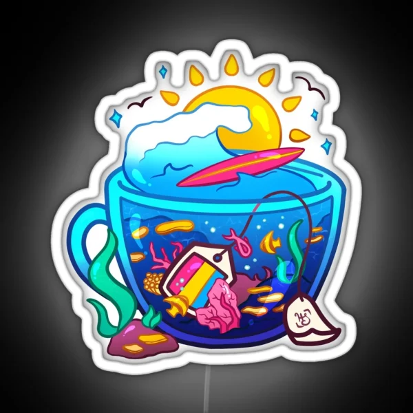 Pride Flag Teacup Coral Reef Pansexual RGB Neon Sign
