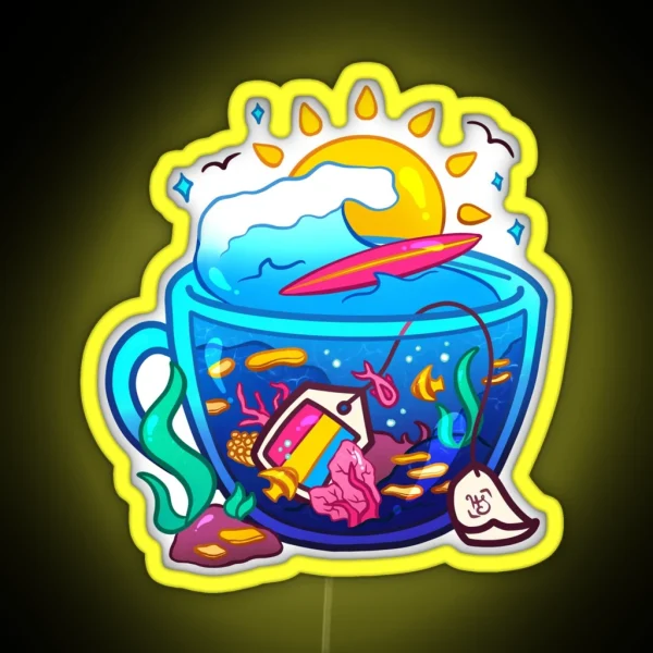 Pride Flag Teacup Coral Reef Pansexual RGB Neon Sign
