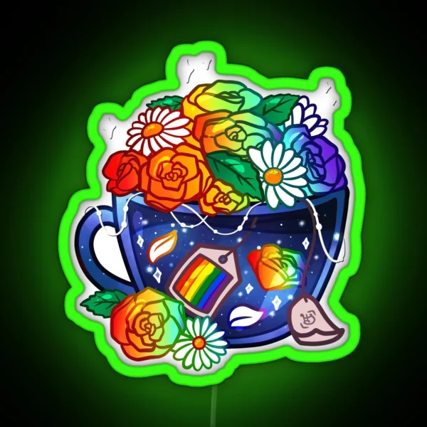 Pride Flag Teacup Rainbow LGBT RGB Neon Sign