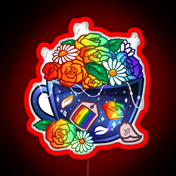 Pride Flag Teacup Rainbow LGBT RGB Neon Sign