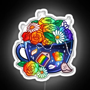 Pride Flag Teacup Rainbow LGBT RGB Neon Sign