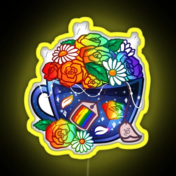 Pride Flag Teacup Rainbow LGBT RGB Neon Sign