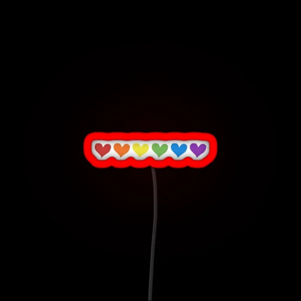 Pride Rainbow Hearts RGB Neon Sign
