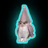 Retro style RGB neon sign featuring adorable crying cartoon kitten