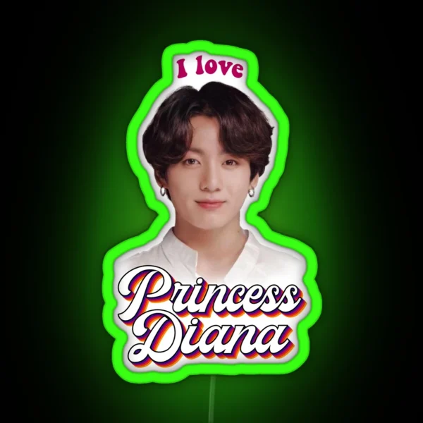 Princess Diana Jungkook Kpop Retro Meme RGB Neon Sign