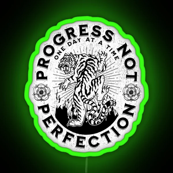 Progress Not Perfection Tattoo Style Sobriety RGB Neon Sign