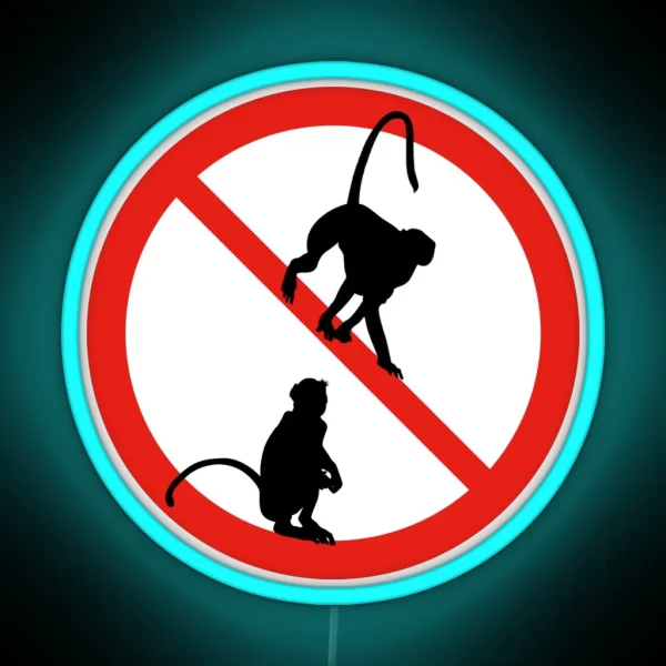 Prohibited Sign Not Allowed No Acting The Monkey RGB Neon Sign