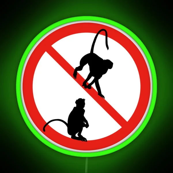 Prohibited Sign Not Allowed No Acting The Monkey RGB Neon Sign