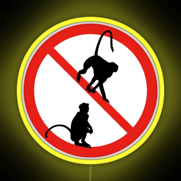 Prohibited Sign Not Allowed No Acting The Monkey RGB Neon Sign