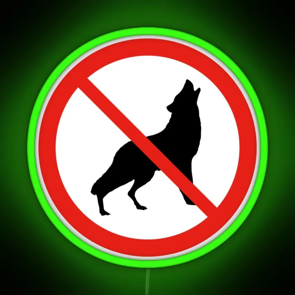 Prohibited Sign Not Allowed No Howling Wolf RGB Neon Sign