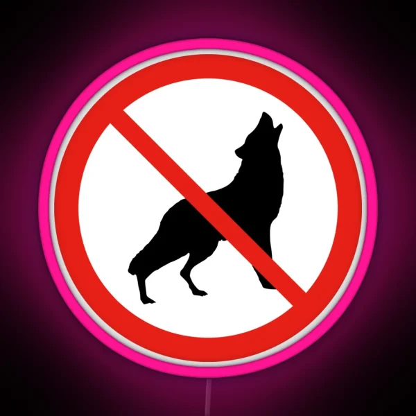 Prohibited Sign Not Allowed No Howling Wolf RGB Neon Sign