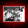 Vintage black and white prohibition party art retro aesthetic neon sign.