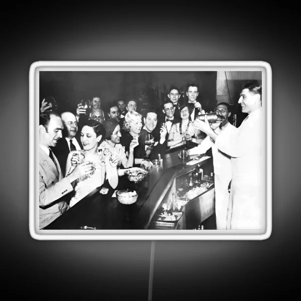 Prohibition Party Black And White Vintage Art RGB Neon Sign