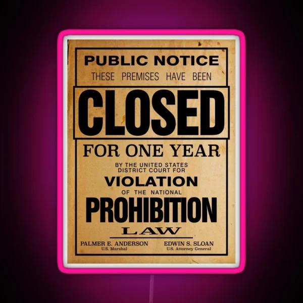 Prohibition Poster Or Print Reproduction RGB Neon Sign